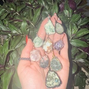 Raw crystal pendants in show